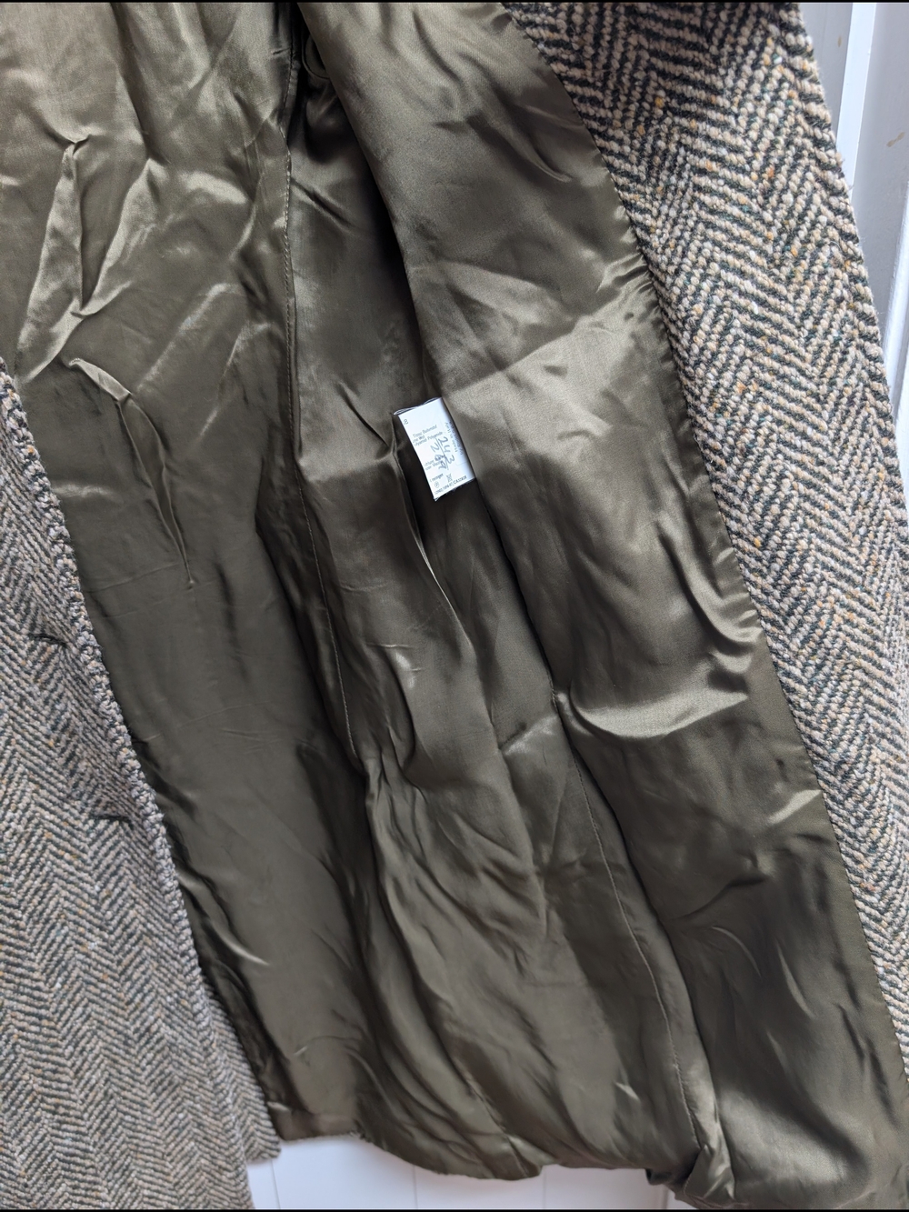 Cinzia Rocca Due Women's Herringbone Wool Coat - Beige/Green, sz 2 - Picture 5 of 8